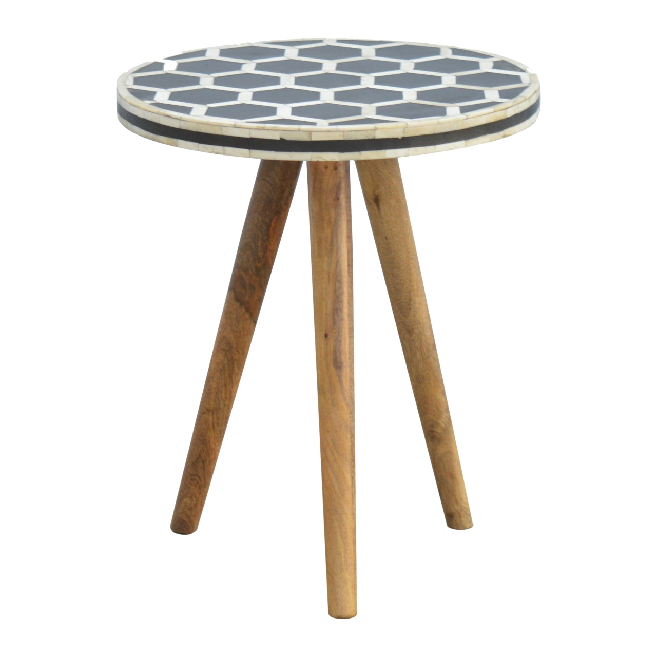 Bone Inlay Tripod Stool