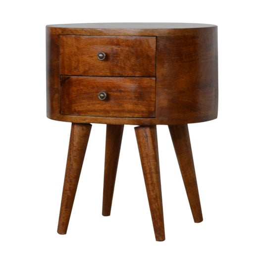 Chestnut Rounded Bedside Table